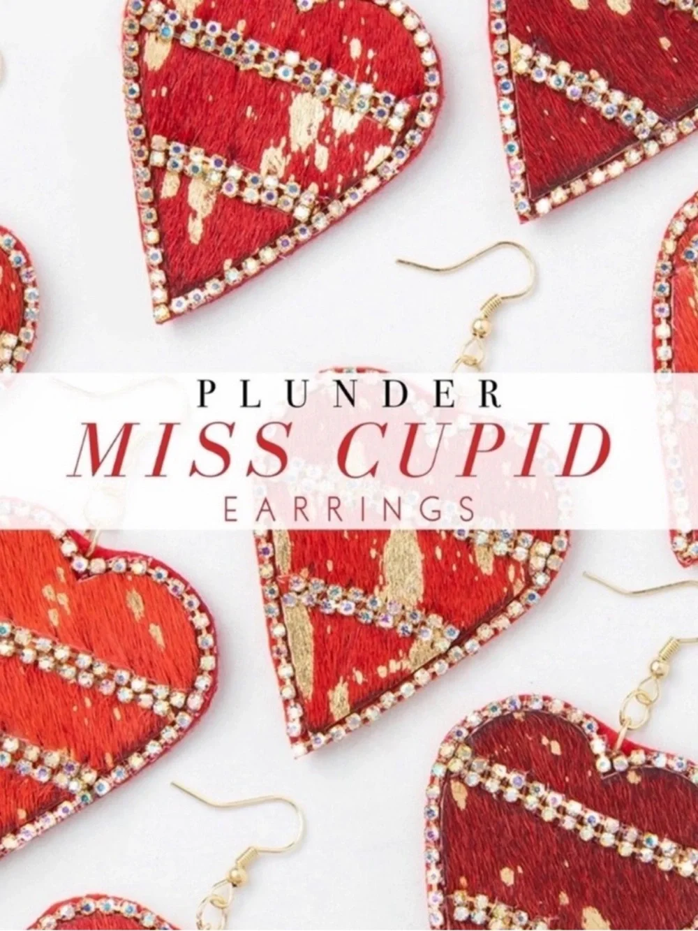 Plunder Miss Cupid Heart Earrings Drop Dangle Red Heart Earrings New + Pouch - Picture 3 of 13